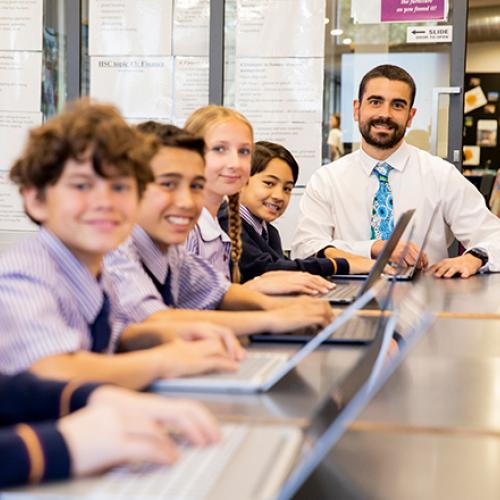 students with teacher